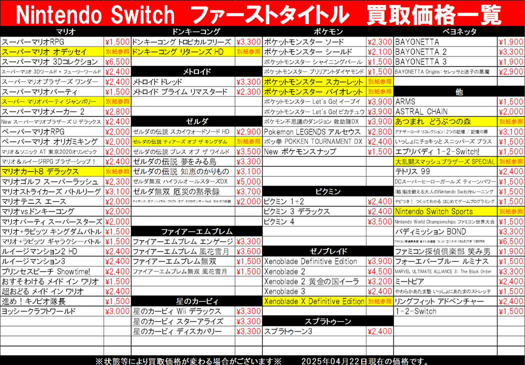 ゲーム WEBチラシ | おたちゅう 安曇野店（旧お宝中古市場）