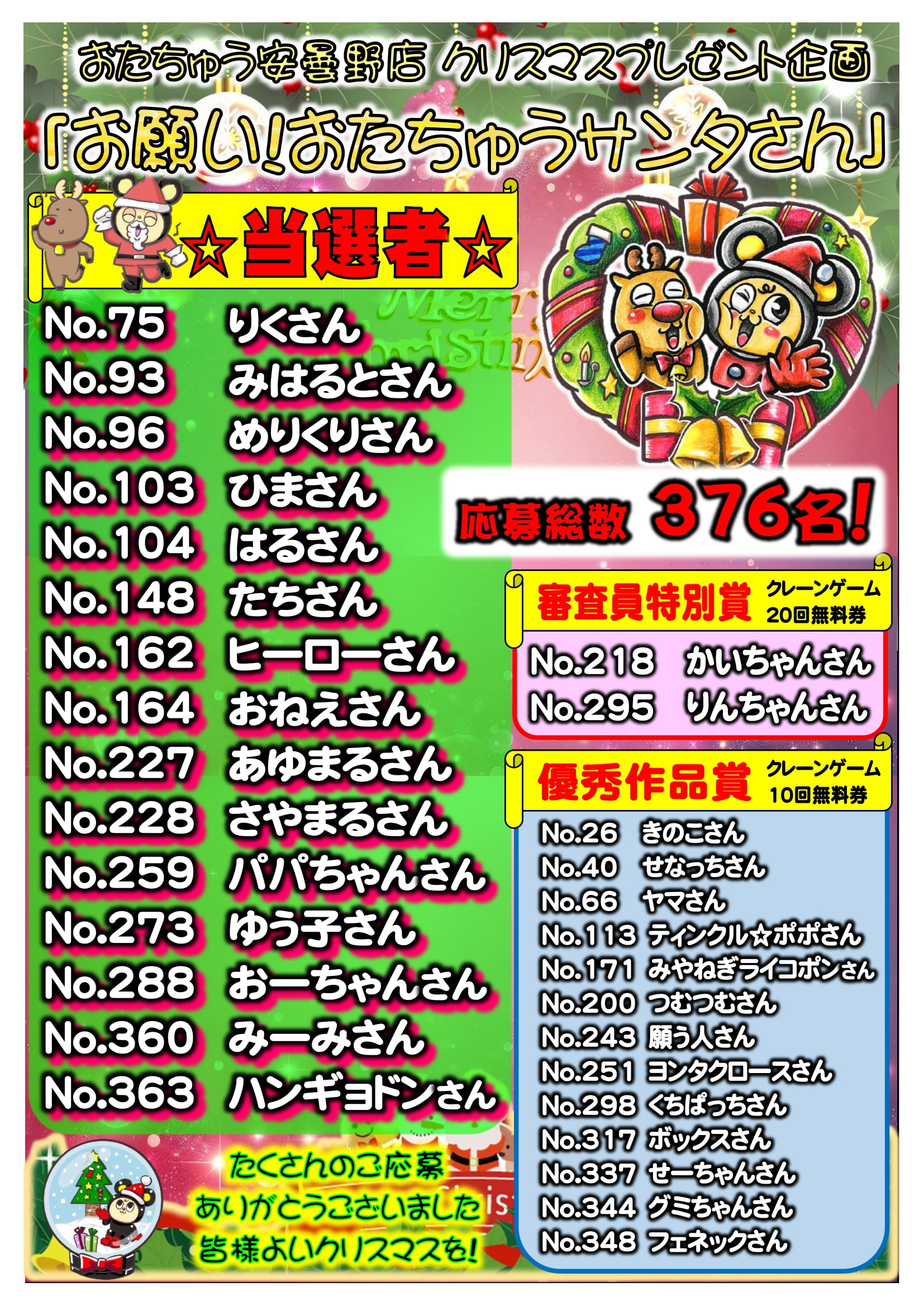 🌟プレゼント当選者発表🌟 | おたちゅう 安曇野店（旧お宝中古市場）